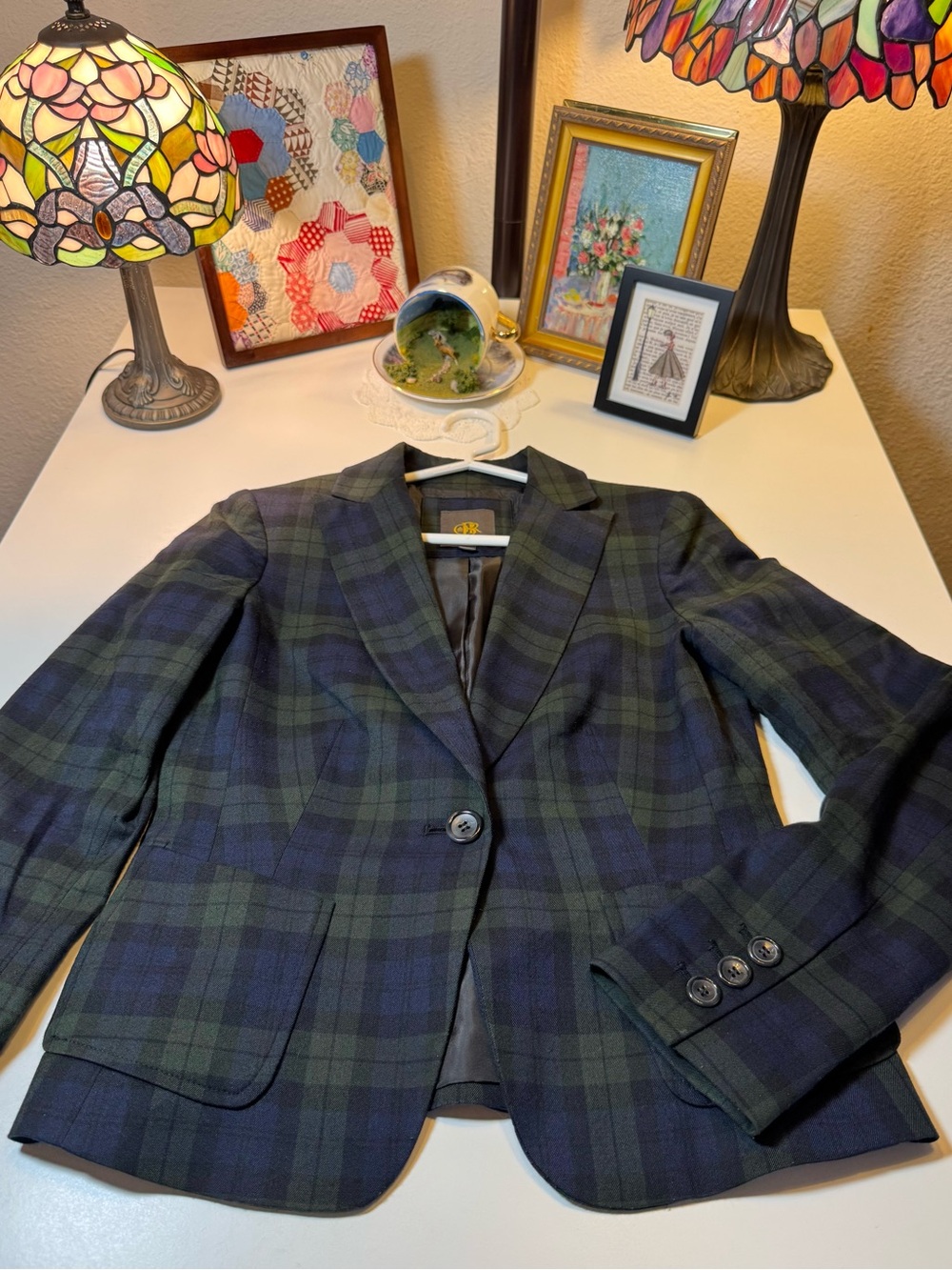 Banana Republic Blackwatch Plaid Women’s Blazer Size Extra Small